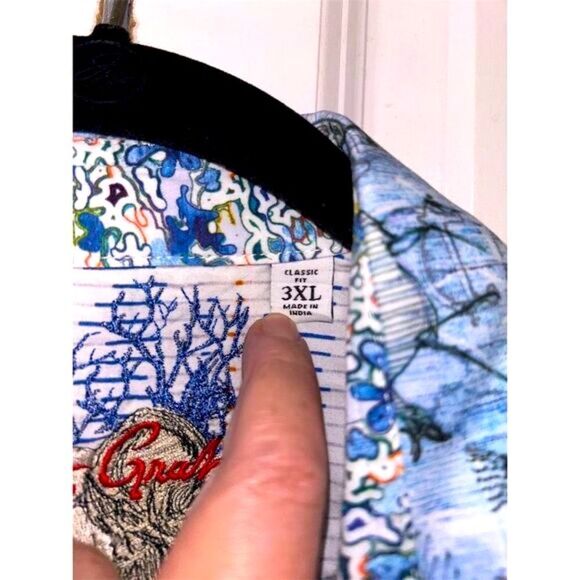 Robert Graham Men's 3XL Blue Graphic Print Short Sleeve Button-Up Shirt - Picture 5 of 7